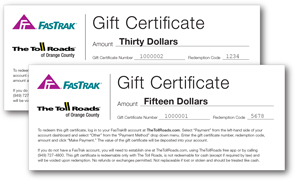 FasTrak Gift Certificates